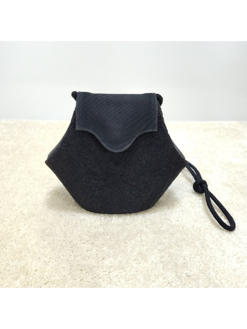 Stuart Weitzman Evening Bag Hexagonal Brocade Cord Strap Spain Cocktail Handbag